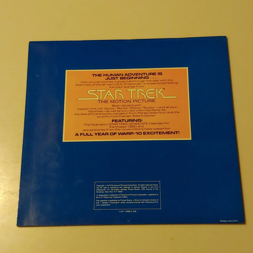 Vtg Star Trek 1980 Calendar w/ Original Packaging (=2036)